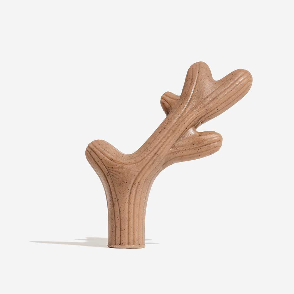 Interactive dog toy, bacon-flavored, helps with teething and cleans teeth. Essential pet supplies.