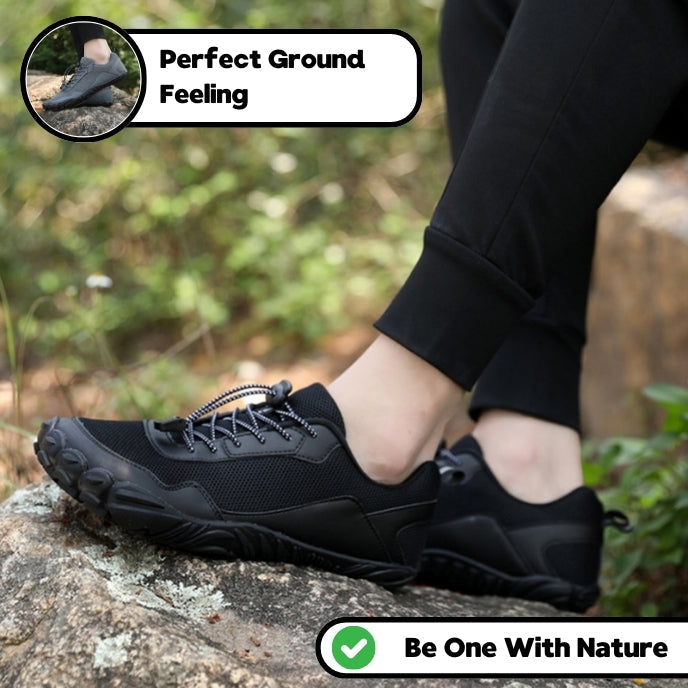 Orthopedic-friendly barefoot hiking trainers, unisex design with wide toe box for comfort & healthy foot alignment.
