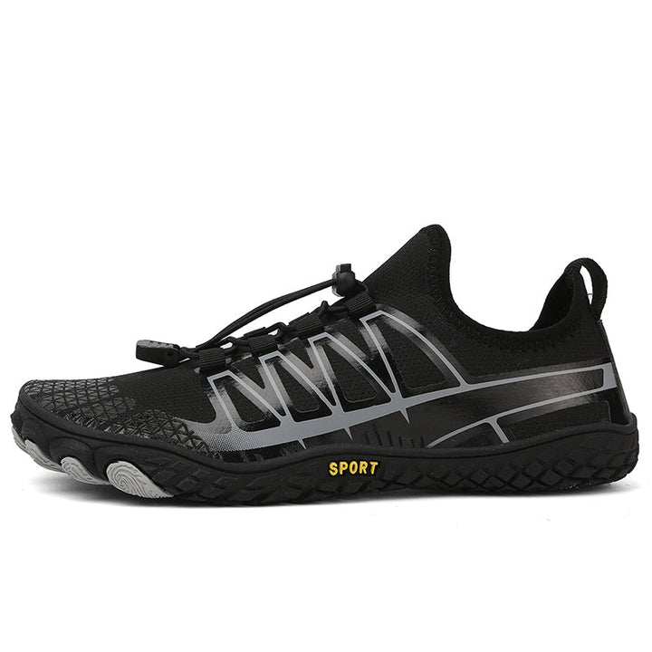 Sleek unisex barefoot running shoes. Lightweight for speed, flexible for natural foot movement.