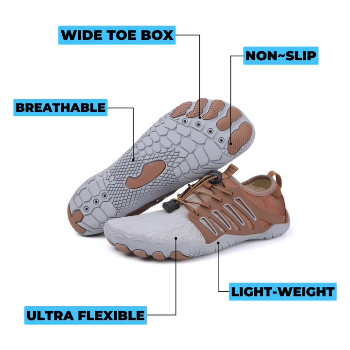 Comfortable unisex barefoot shoes with a flexible sole & wide toe box.