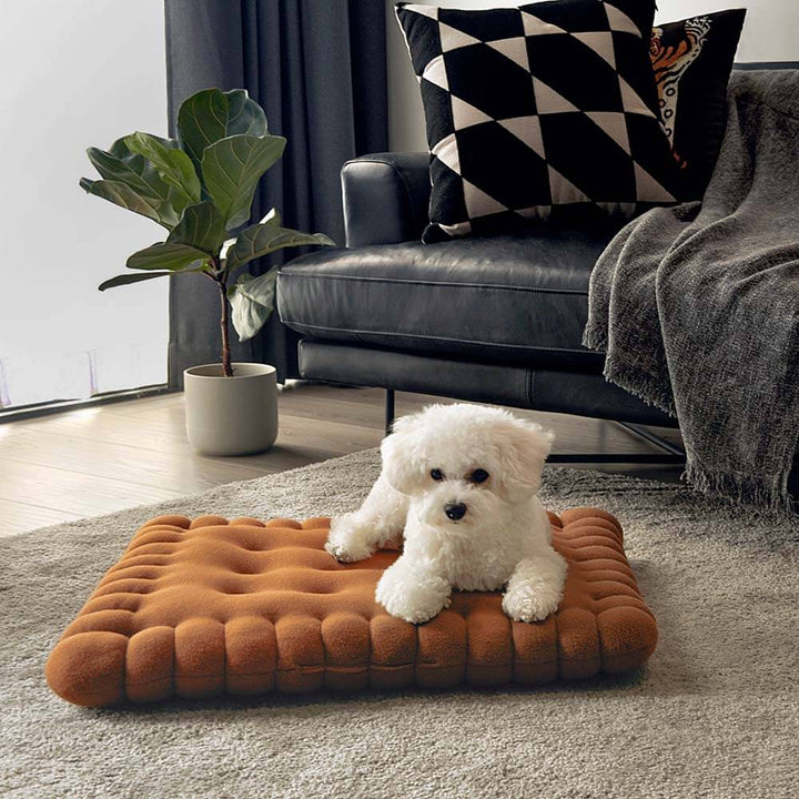 Durable biscuit comfort dog bed, easy clean quilted design for pets