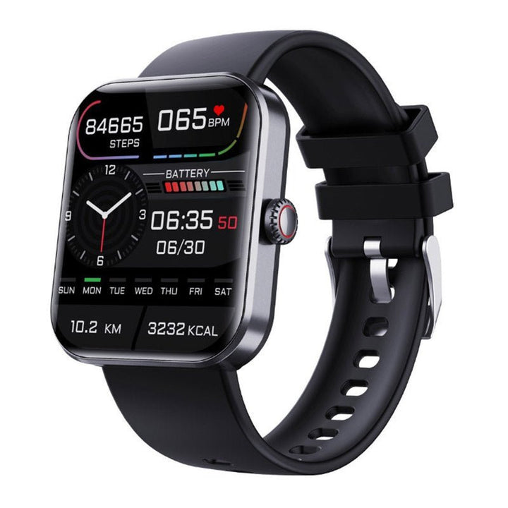 Unisex black GlucoWatch smartwatch for non-invasive blood sugar monitoring, fitness, heart rate, sleep tracker.