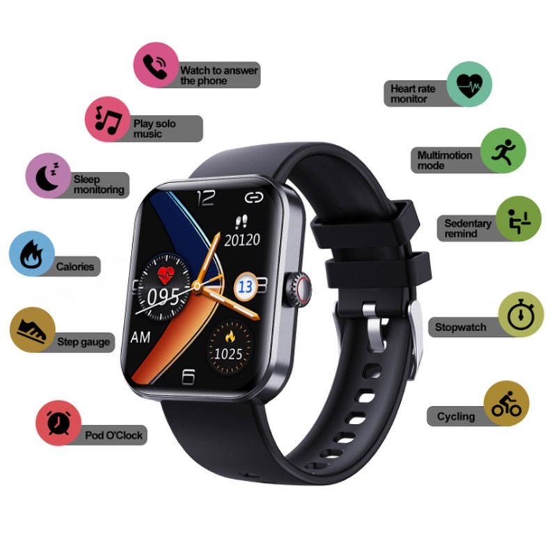 Pink GlucoWatch smartwatch on wrist, a stylish wellness device for fitness and non-invasive glucose monitoring.