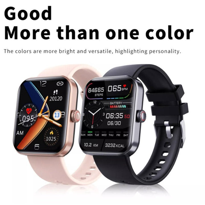 Unisex GlucoWatch smartwatch during exercise, a fitness and blood sugar monitoring device for active lifestyles.