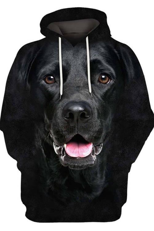 Unisex black Labrador dog lover hoodie in comfortable polyester cotton, perfect casual graphic pet apparel for men and women