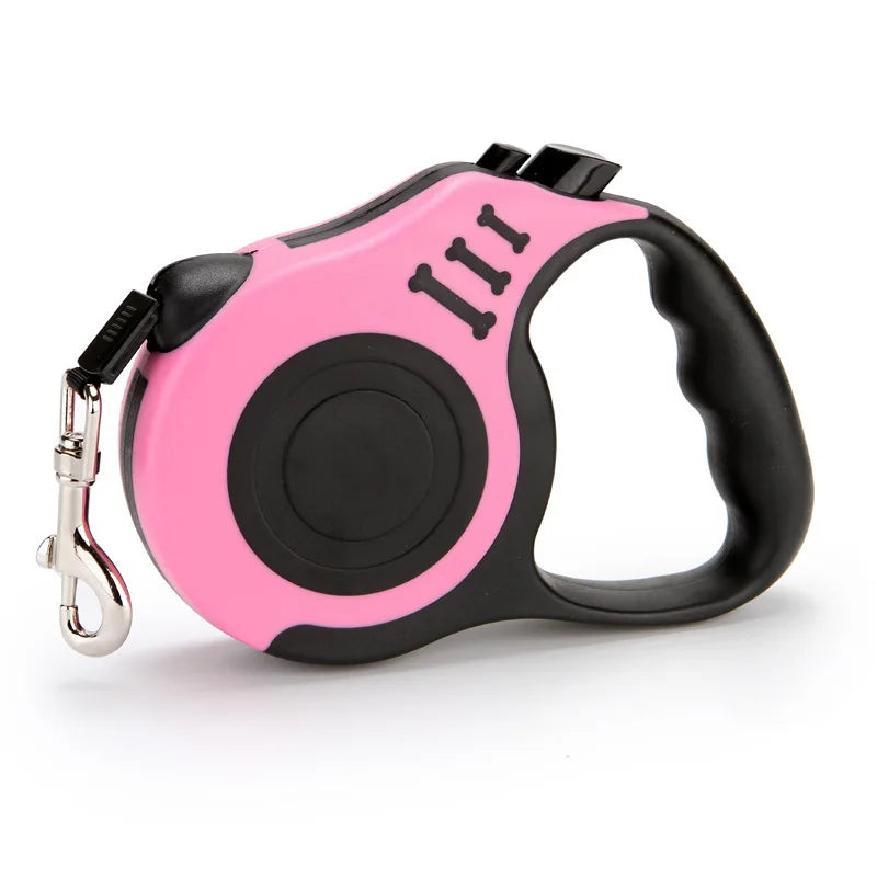 Unisex black nylon dog leash, collapsible & durable, for walking all stages dogs.