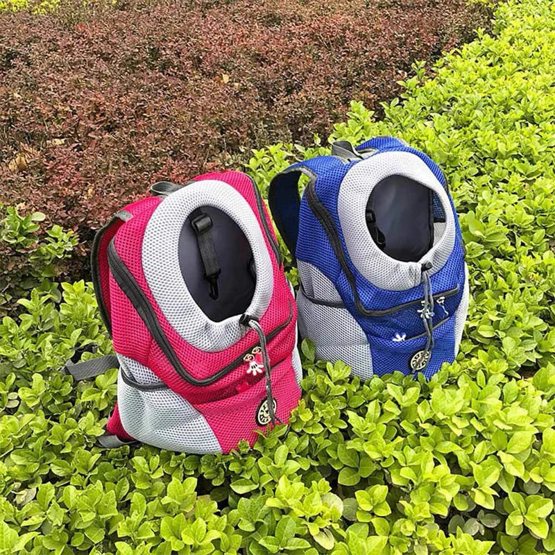 Side view of durable pet travel backpack showing secure zippers and adjustable shoulder straps.