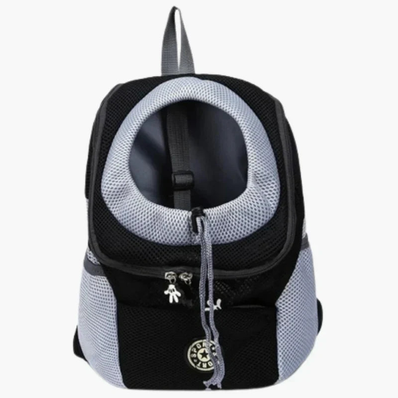 Pet accessory: a stylish and functional dog carrier backpack with storage pockets for essentials.