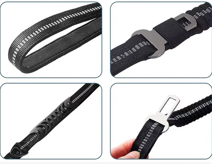 Durable pet supplies: a black shock absorbing elastic dog leash, ensuring comfortable and safe training