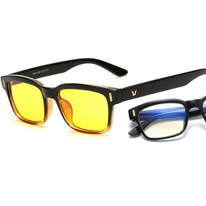Unisex blue light blocking glasses for digital eye strain relief. Stylish computer eyewear for screen time.