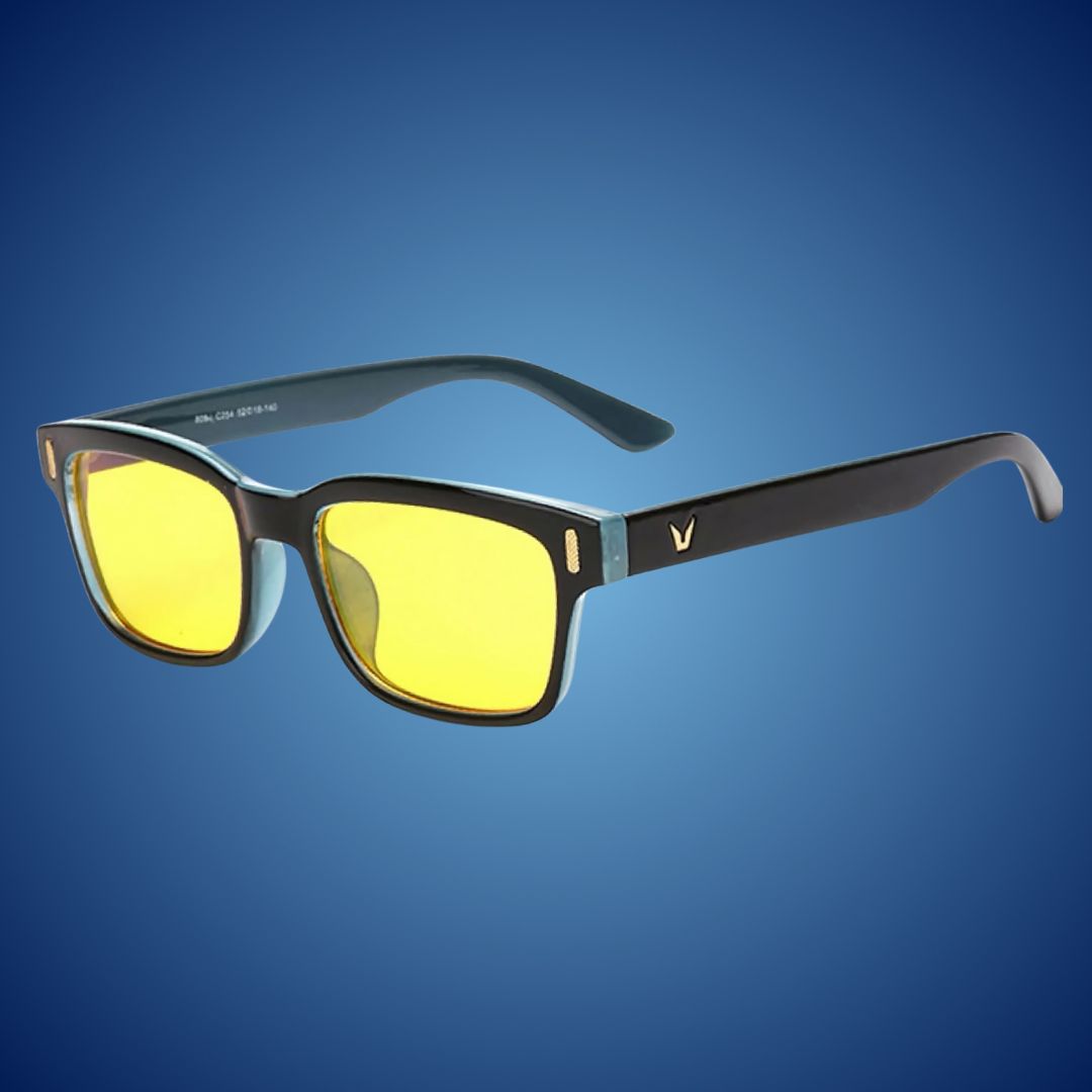Sleek unisex blue light blocking glasses. Protect eyes from screens, reduce strain & improve sleep.