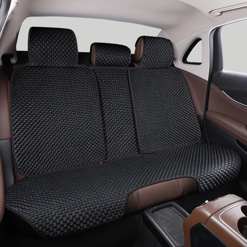Car seat cover in a neutral color, universal fit, designed for interior protection and cooling.
