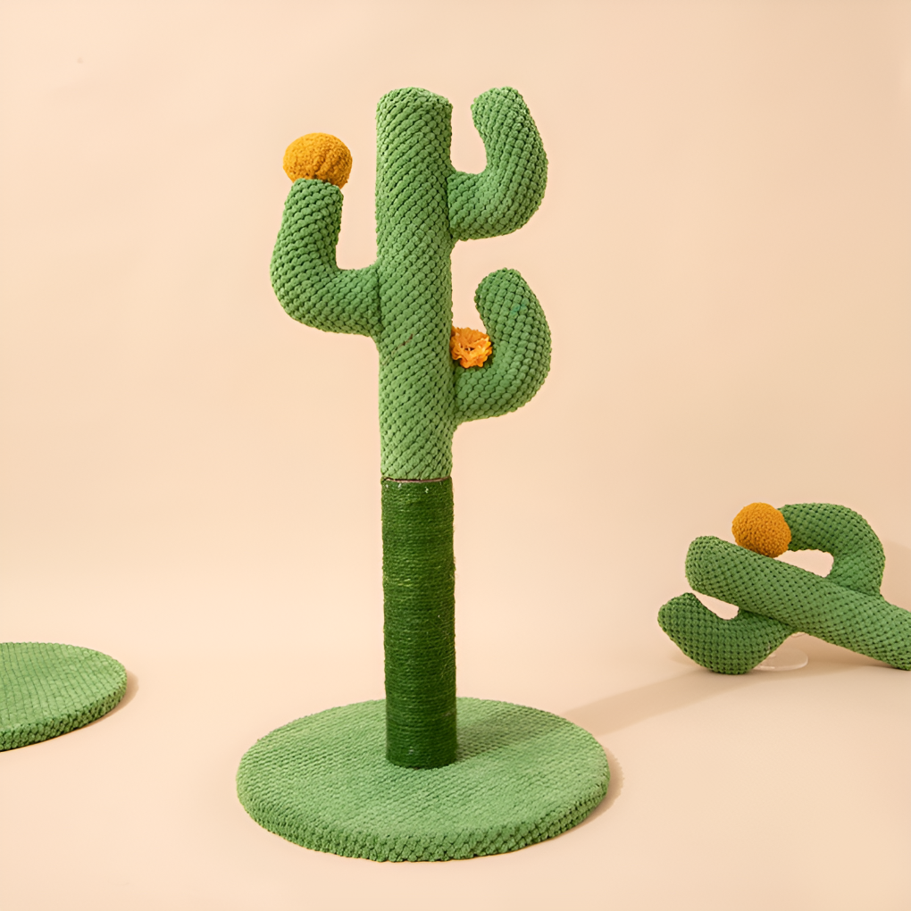Unisex cactus sisal cat scratching post, a fun pet toy and furniture protector for paw care