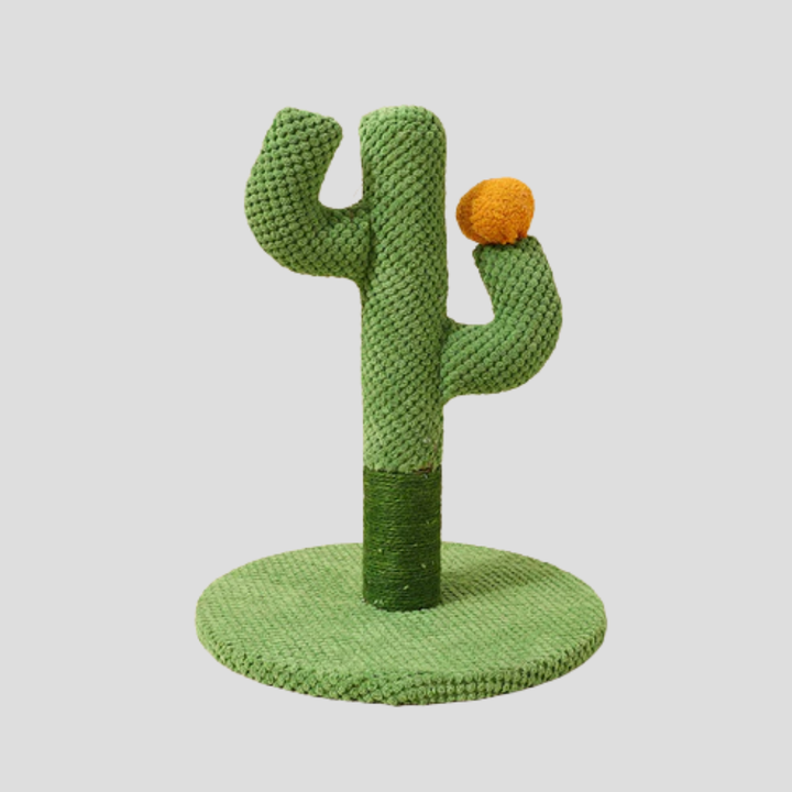 Green cactus design sisal cat scratching post, an attractive pet supply and cat tree alternative