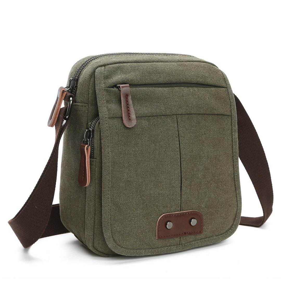 Unisex canvas crossbody bag with multiple pockets, perfect for everyday carry & organization. Durable shoulder messenger.