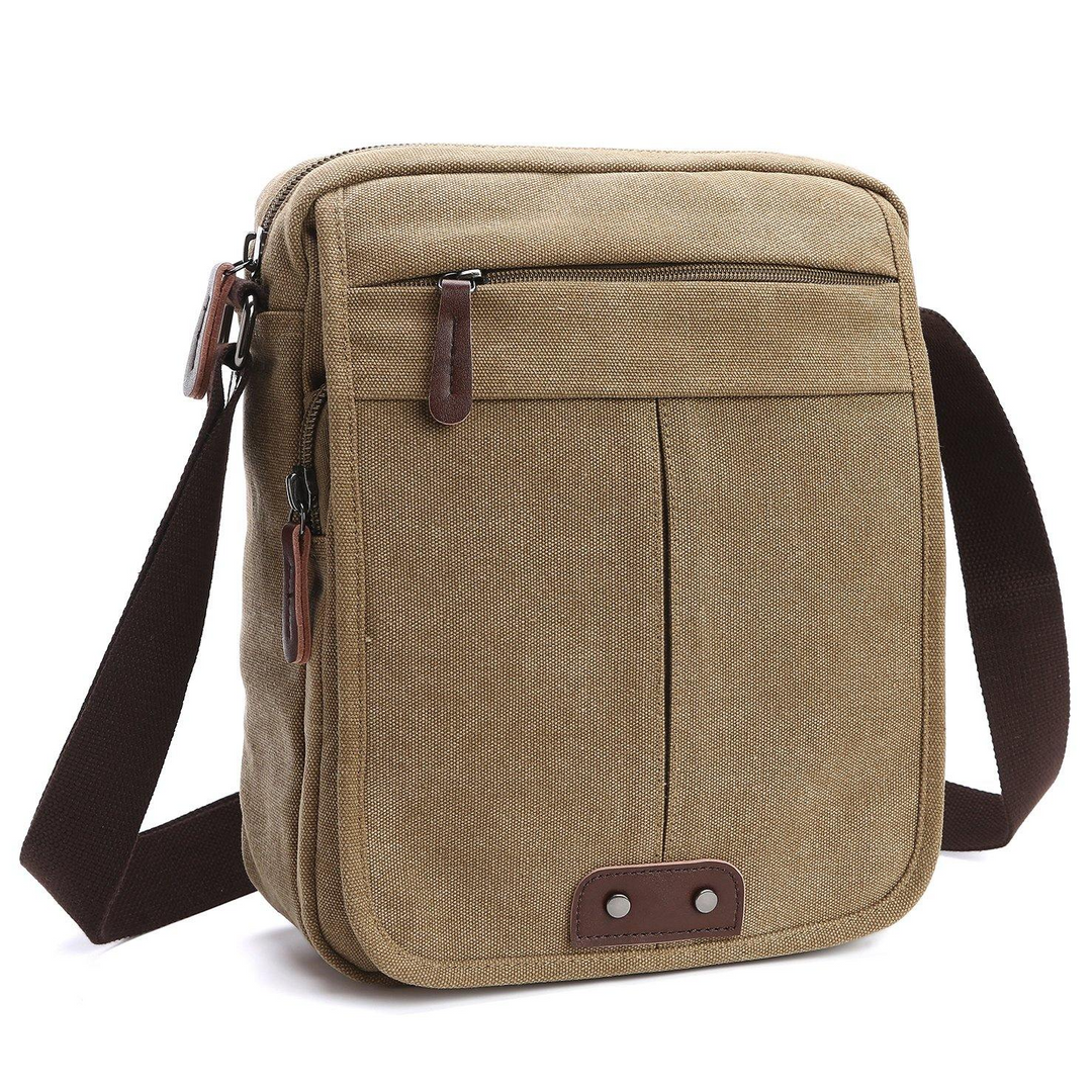 Casual unisex canvas crossbody bag, ideal for everyday carry. Features multiple pockets for organized storage.