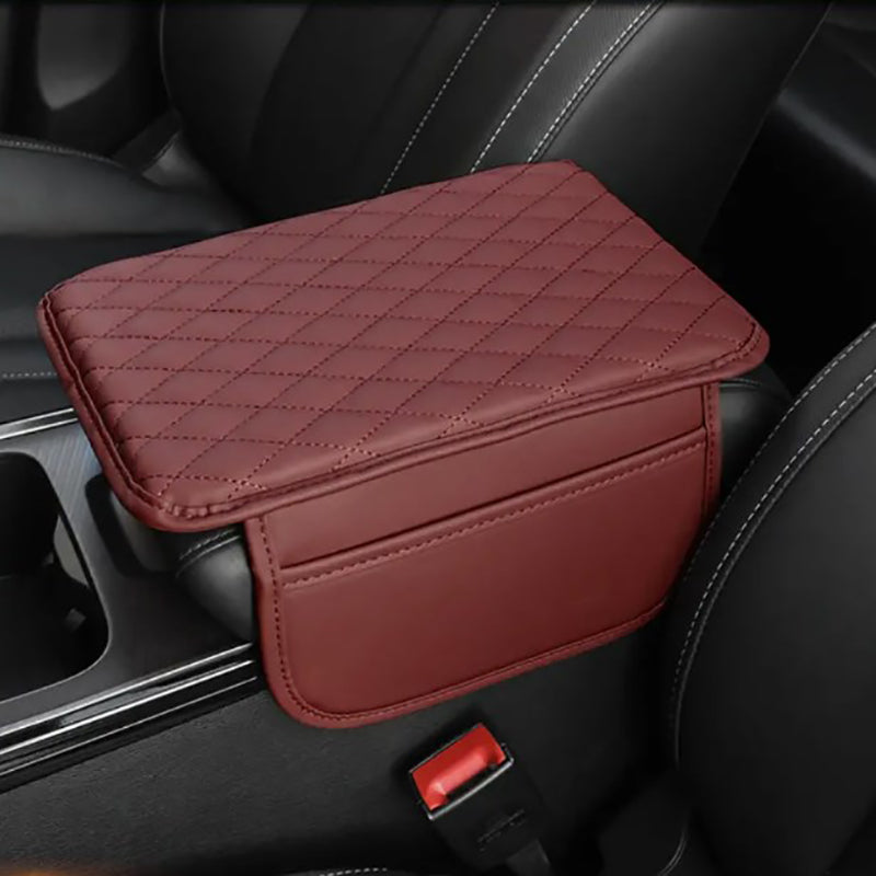 Convenient car console armrest cover with easy-access storage for phone, keys & small items.