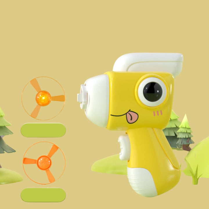 Close-up of cat dino frisbee launcher toy, highlighting its unique design for pet exercise.