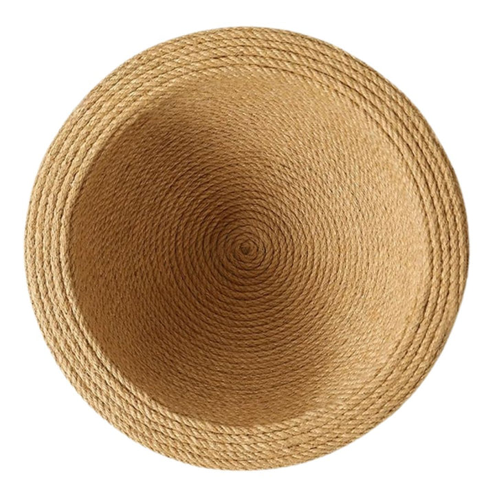 Spherical sisal cat bed and scratcher, offering a cozy lounge and effective claw care for cats.