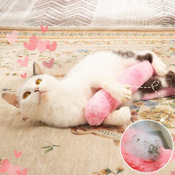 Interactive catnip plush pillow toy, ideal for feline stress relief and engagement