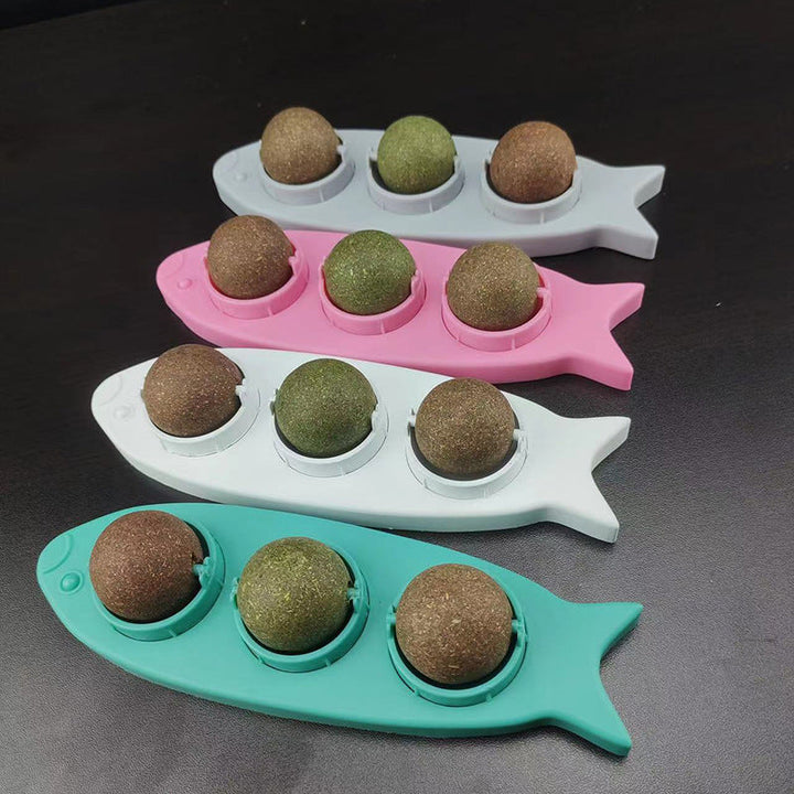 Interactive cat toy station with natural catnip for playful cats