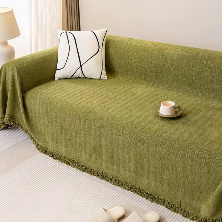 Unisex chenille herringbone sofa slipcover in neutral, wear-resistant couch cover, pet friendly home decor