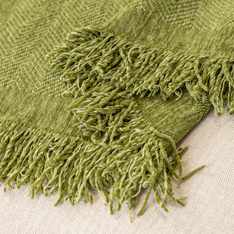 Back view of large sofa with unisex chenille herringbone couch cover, full furniture protection