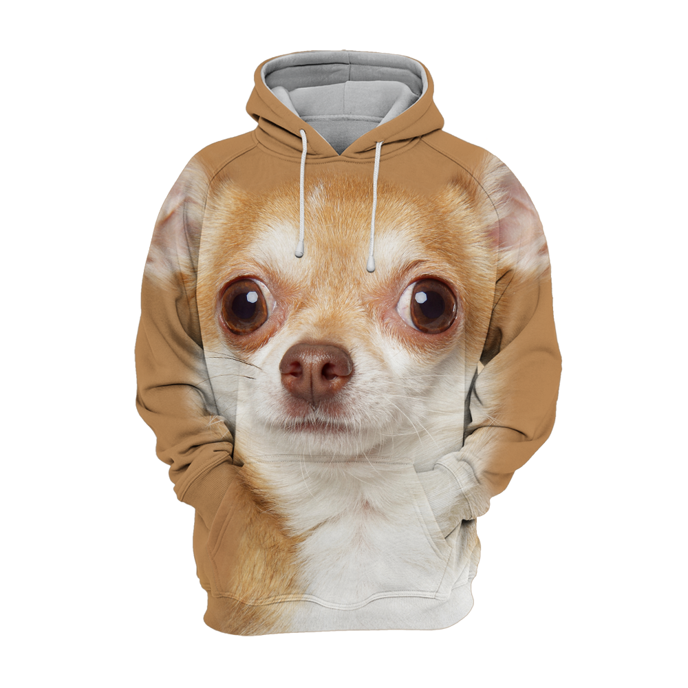 Unisex Chihuahua Graphic Sweater for dog lovers, soft polyester blend casual wear, front view