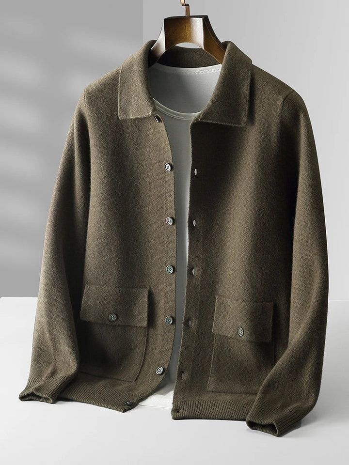 Relaxed fit unisex cardigan, ideal cozy sweater for comfortable everyday wear.