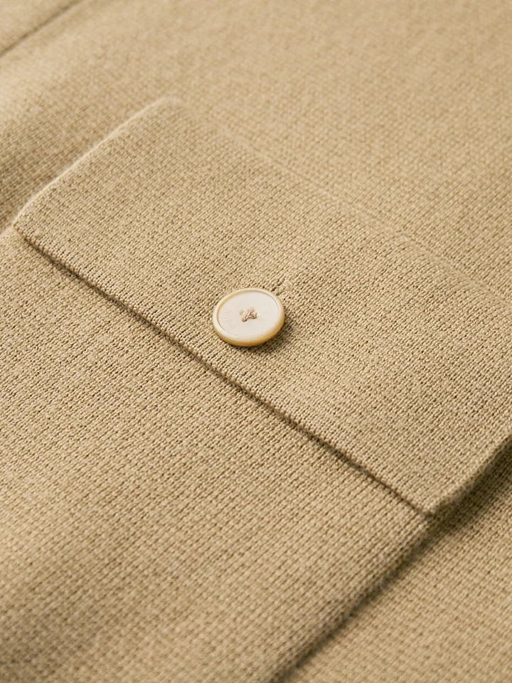 Versatile knit cardigan with classic fit & polo collar, for smart casual layering.