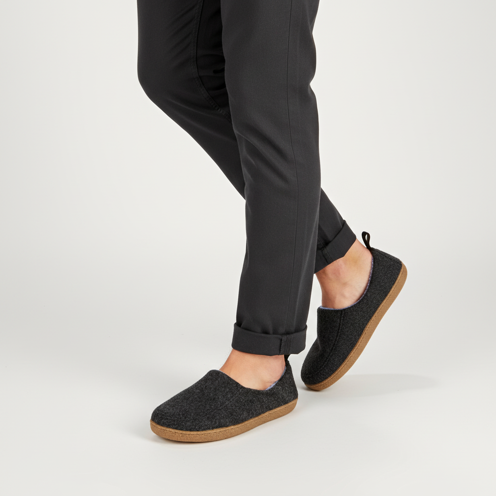 Warm Cloudwalk felt-lined slippers, unisex, perfect for autumn & winter home comfort. Soft & non-slip.