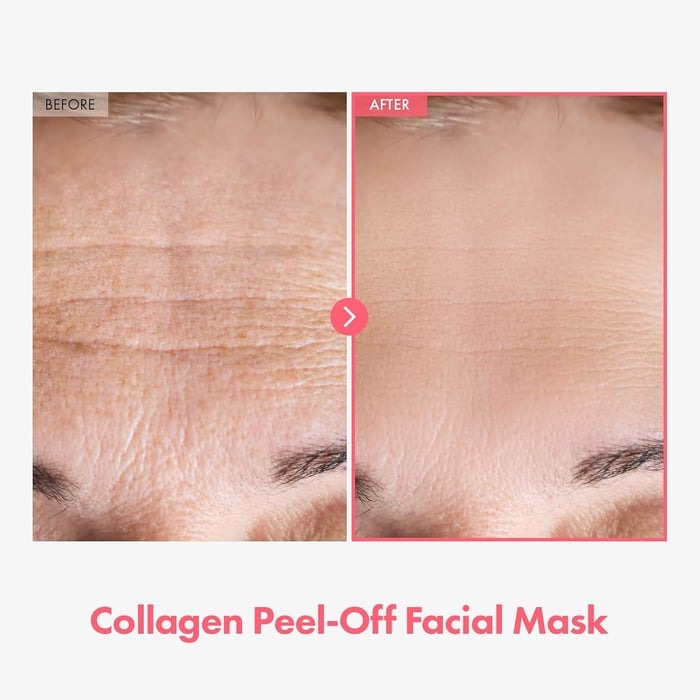 Collagen facial mask on a counter, ready for K-Beauty anti-aging, hydration & youthful skin treatment.