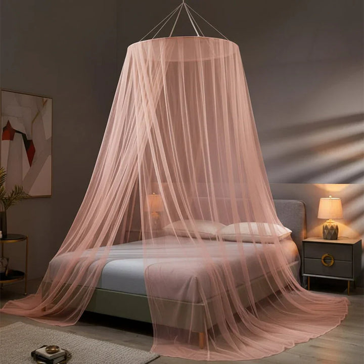 Spacious unisex mosquito net with a sturdy frame, ensuring peaceful bug-free sleep and ultimate insect protection.