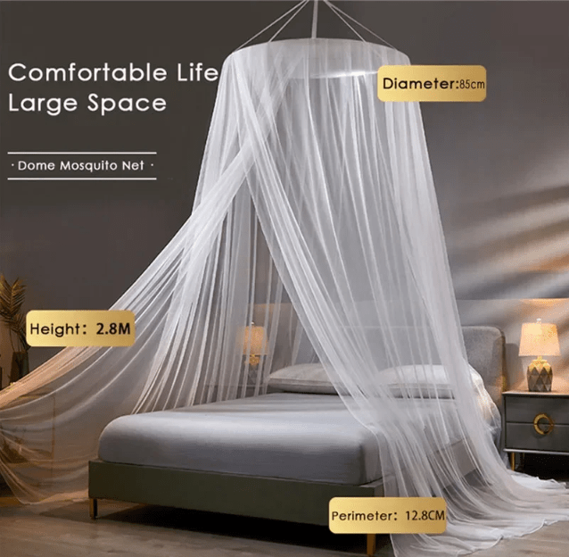Collapsible mosquito net providing full coverage insect protection, a portable solution for peaceful, bug-free sleep.