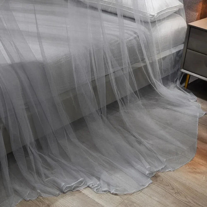Portable mosquito net folded for travel. Compact and lightweight, perfect for camping adventures & bug-free rest.