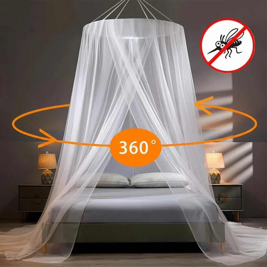 Close-up of fine mesh on a collapsible mosquito net, ensuring superior insect protection & peaceful sleep.