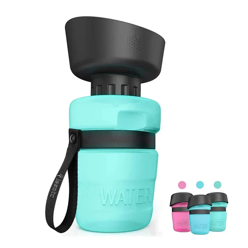 Leak-proof, BPA-free portable pet water bottle with integrated collapsible bowl for dog accessories and travel