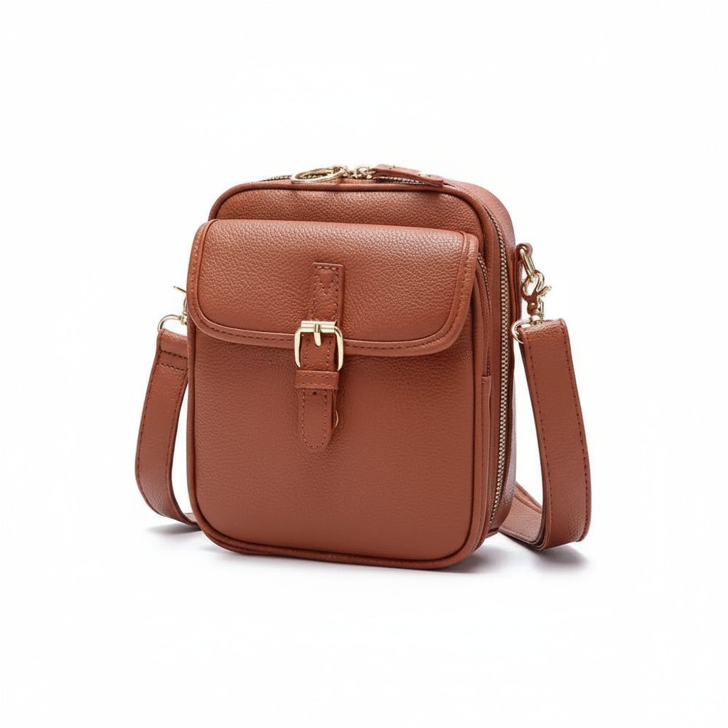 Close-up of a compact unisex anti-theft sling bag, showing durable material and adjustable strap for security.
