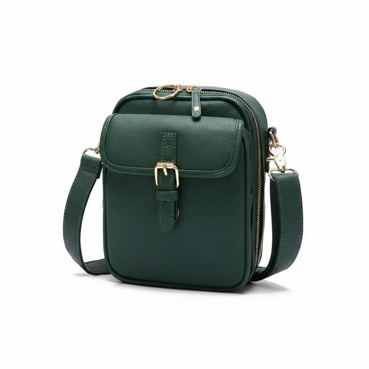 Back view of a unisex compact anti-theft sling bag, highlighting its comfortable adjustable strap & durable design.