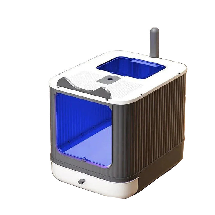 Splash-proof unisex cat litter box with odor control, ensuring a clean and hygienic pet environment