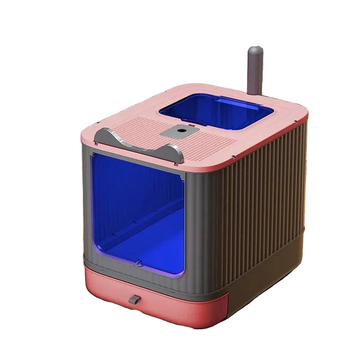 Feline accessory: compact cat litter box with sterilizing lamp and odor control for optimal pet hygiene