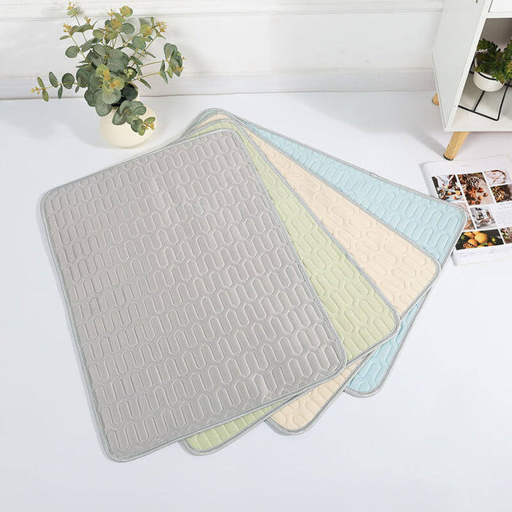 Cooling pet mat with anti-slip backing, safe and comfortable for dogs and cats