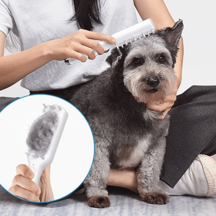 Electric pet grooming brush with ergonomic handle for dog and cat massage, pet care tool