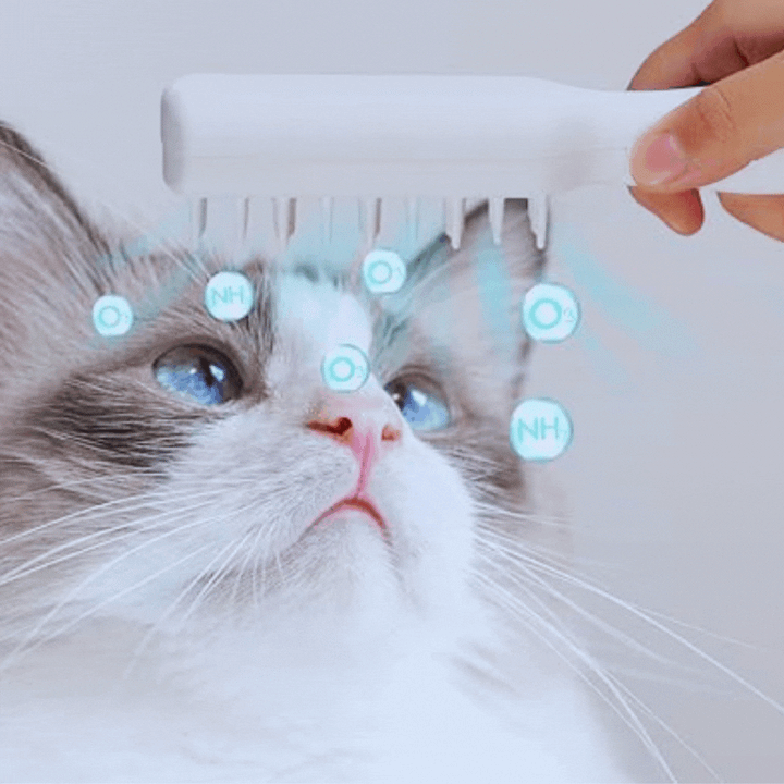Close-up of pet electric massage brush bristles, effective shedding tool for animal grooming