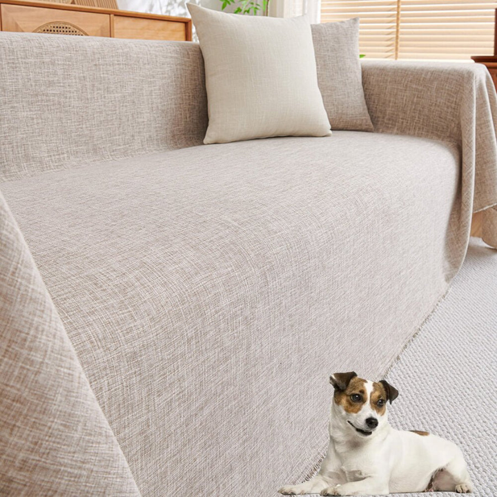 Unisex cotton linen sectional sofa couch cover for L-shaped furniture, pet-friendly home decor