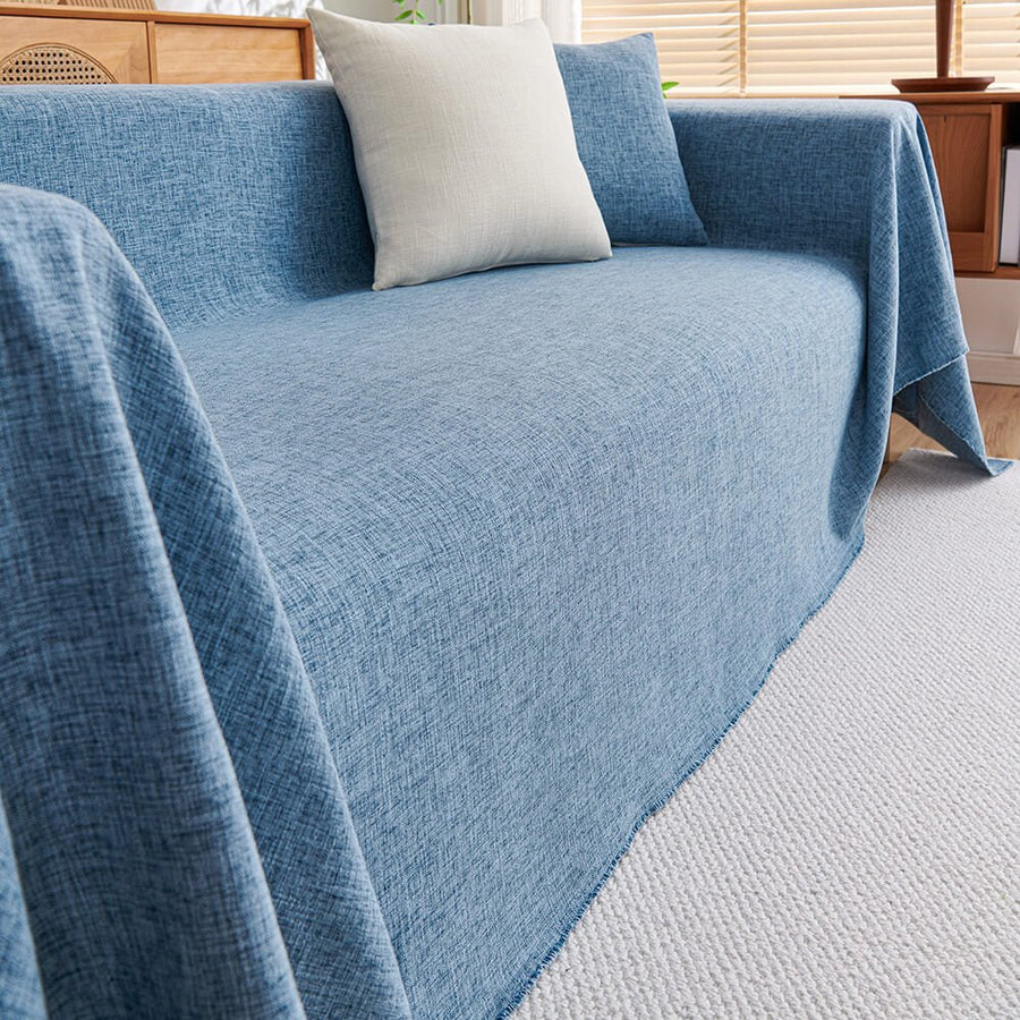 Decorative unisex cotton linen sofa cover for sectional couch, durable furniture protector, home decor