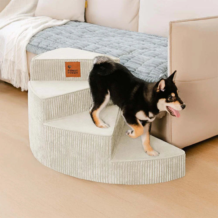 Dog ramp: Soft corduroy spiral stairs, ideal for pets with joint issues