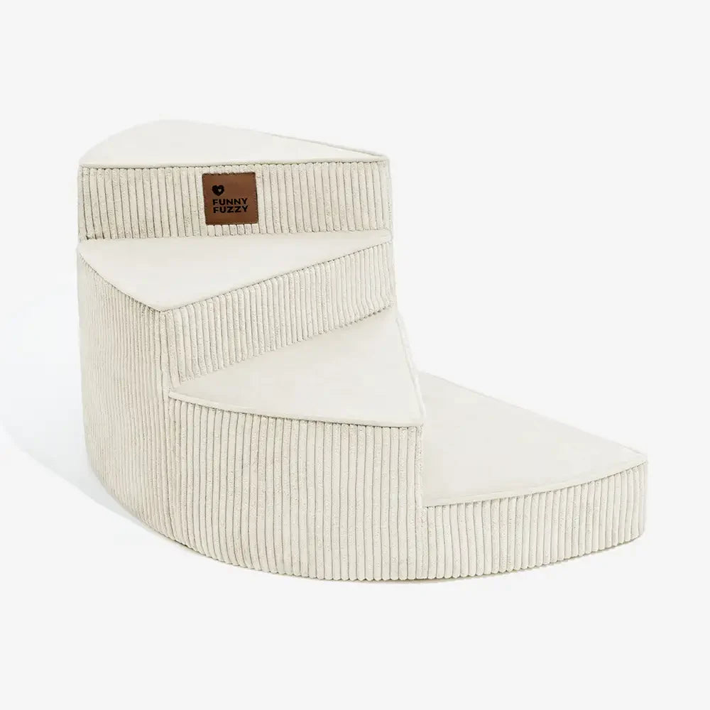 Unisex corduroy spiral pet stairs for small dogs, offering joint relief