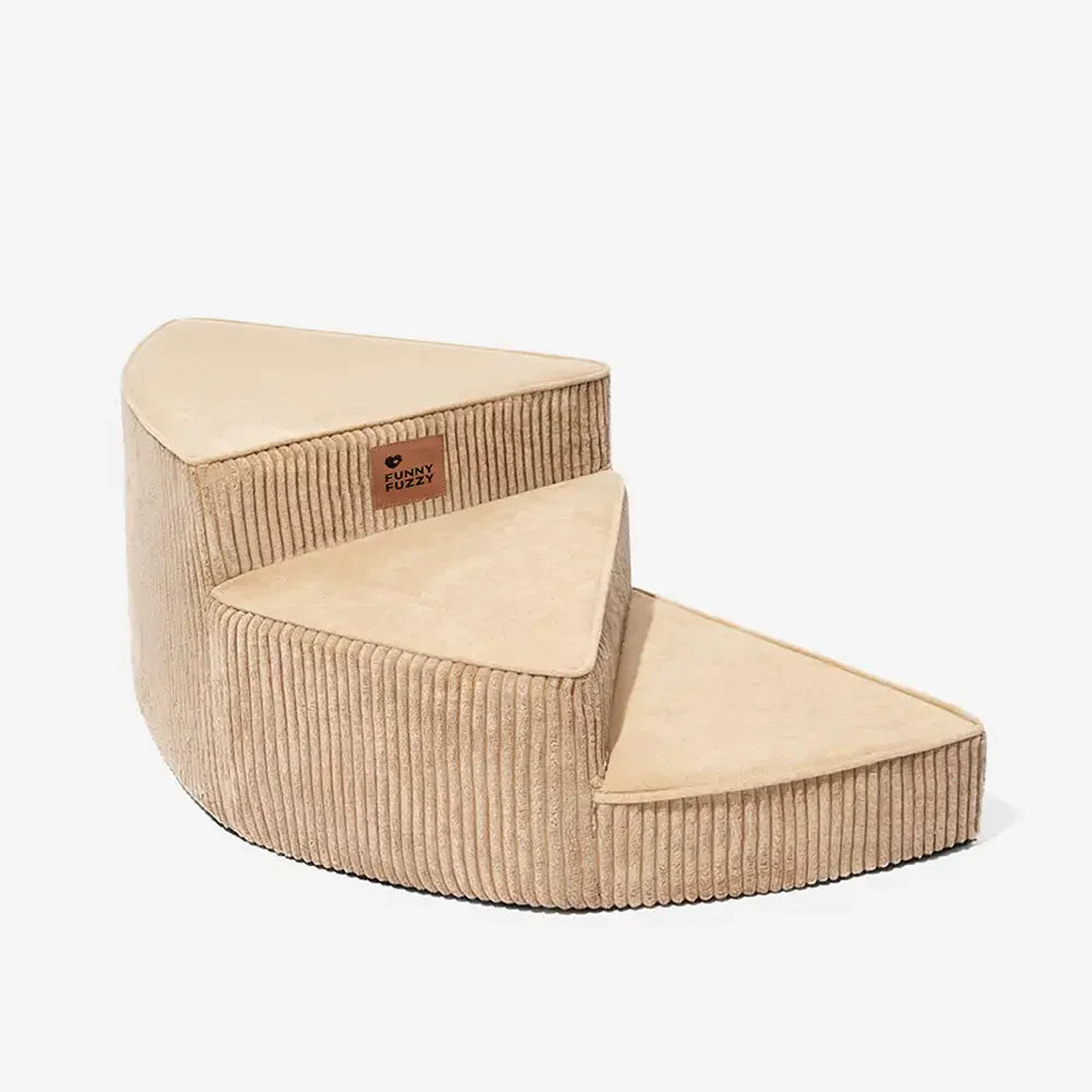 Pet stairs for joint support: Corduroy spiral dog ramp with removable cover