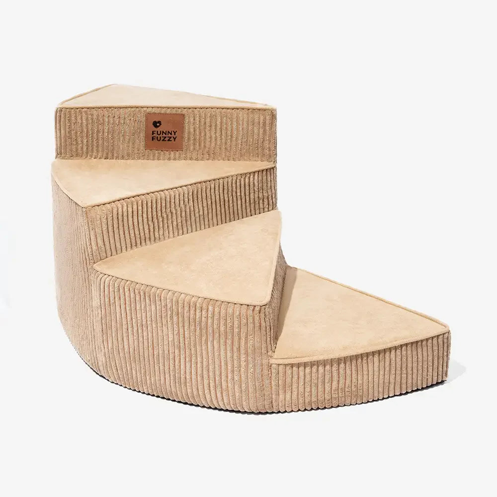 Cozy corduroy spiral pet stairs, essential pet furniture for joint-friendly access